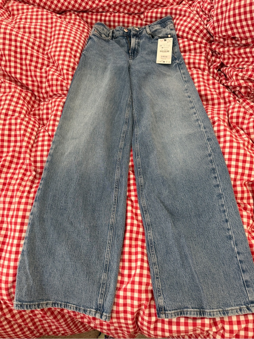 Wide-Leg Light Blue Women's Jeans - Zara